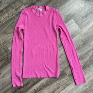 Scanlan Theodore fuchsia pink ribbed long-sleeve top